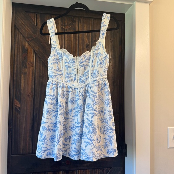For Love and Lemons Maisie Mini Dress Floral Blue and White - Picture 5 of 8